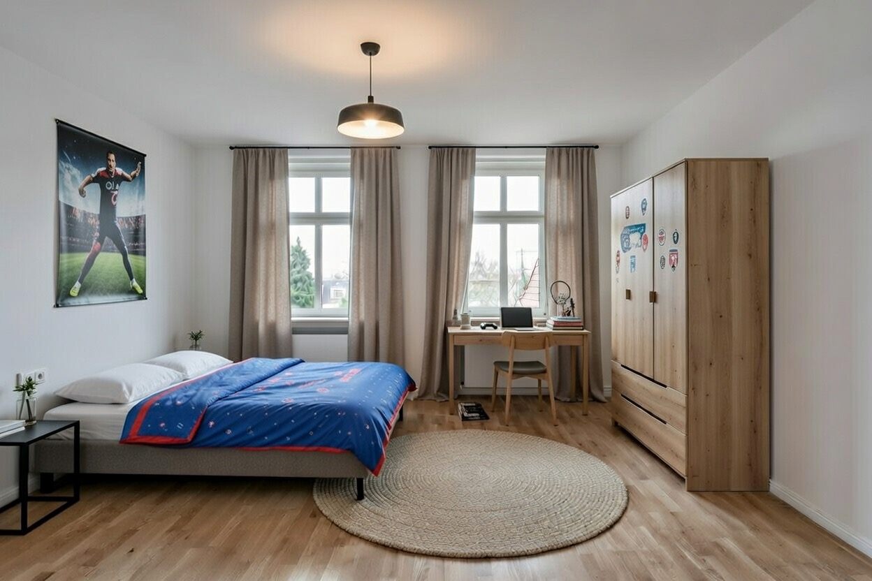 Weiteres helles Zimmer der Altbauwohnung